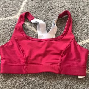 Fabletics Red and Silver Sports Bra